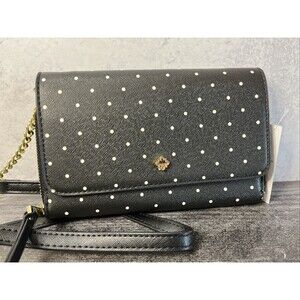 NWT Crown & Ivy BLACK AND WHITE Polka Dot CLUTCH/Crossbody PURSE